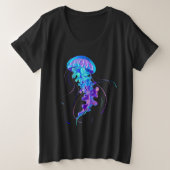 Levendige kleur gloeiende kwal grote maat t-shirt (Design voorkant)
