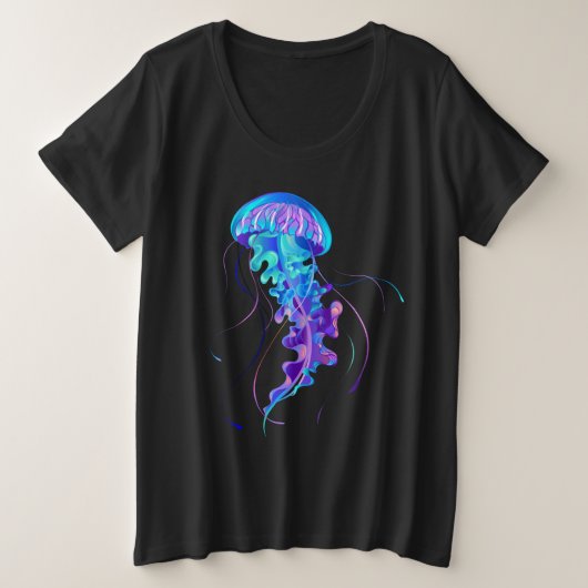 Levendige kleur gloeiende kwal grote maat t-shirt (Design voorkant)
