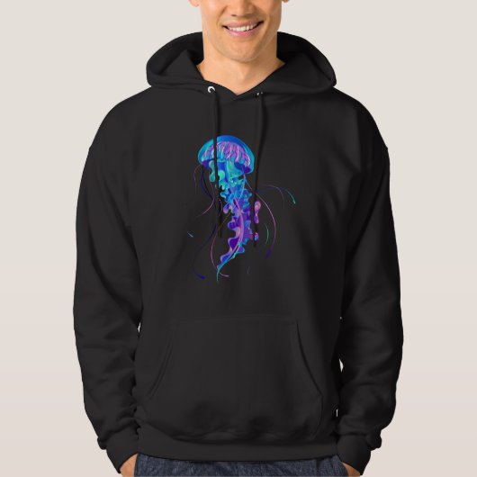 Levendige kleur gloeiende kwal hoodie (Voorkant)