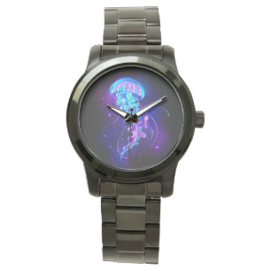 Levendige kleur gloeiende kwal horloge