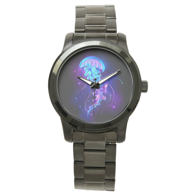 Levendige kleur gloeiende kwal horloge (Voorkant)
