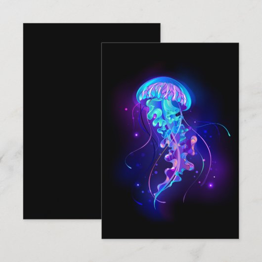 Levendige kleur gloeiende kwal kaart (Voorkant / Achterkant)