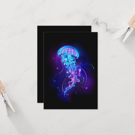 Levendige kleur gloeiende kwal kaart (Voorkant / Achterkant in situ)