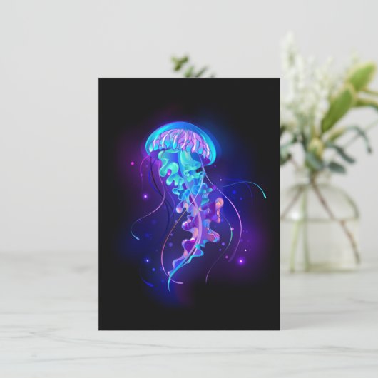 Levendige kleur gloeiende kwal kaart (Staand voorkant)