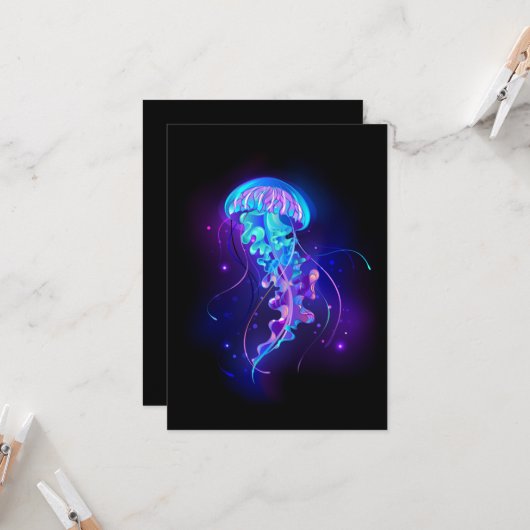 Levendige kleur gloeiende kwal kaart (Voorkant / Achterkant in situ)