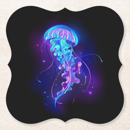 Levendige kleur gloeiende kwal kartonnen onderzetters (Voorkant)