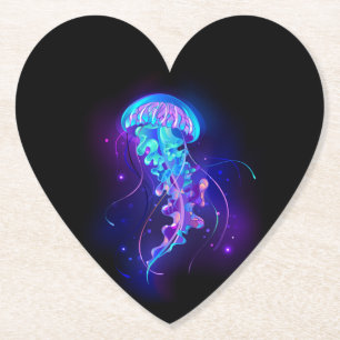 Levendige kleur gloeiende kwal kartonnen onderzetters