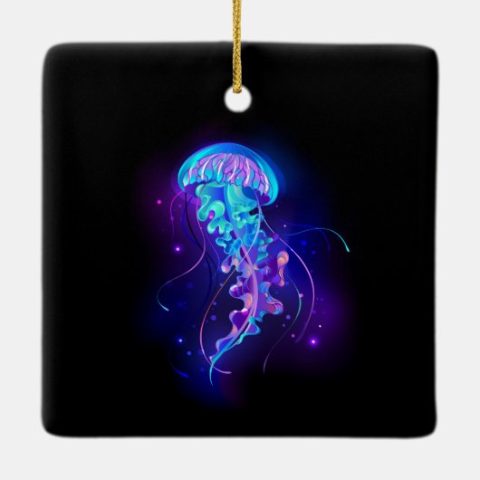 Levendige kleur gloeiende kwal keramisch ornament (Achterkant)