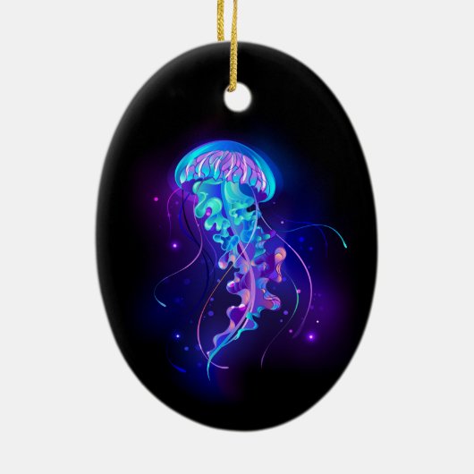 Levendige kleur gloeiende kwal keramisch ornament (Achterkant)