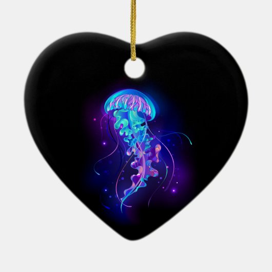 Levendige kleur gloeiende kwal keramisch ornament (Achterkant)