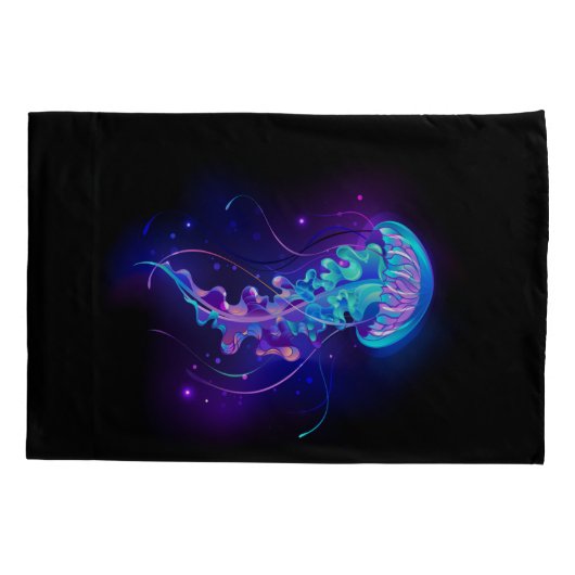 Levendige kleur gloeiende kwal kussensloop (Achterkant-Links)