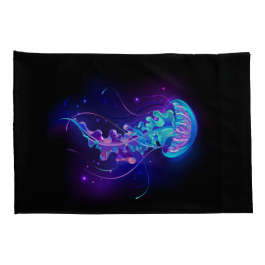 Levendige kleur gloeiende kwal kussensloop (Achterkant-Rechts)