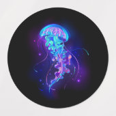 Levendige kleur gloeiende kwal labels (Design 2)