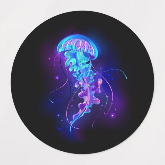 Levendige kleur gloeiende kwal labels (Design 2)