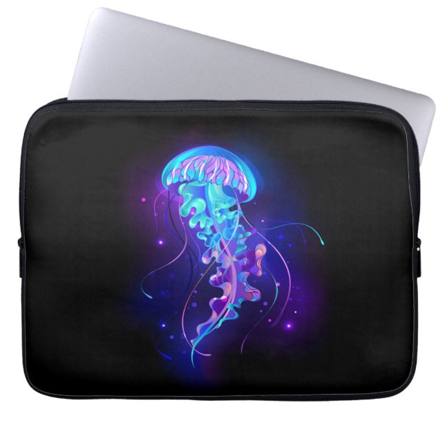 Levendige kleur gloeiende kwal laptop sleeve (Voorkant)