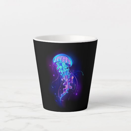 Levendige kleur gloeiende kwal latte mok (Voorkant)