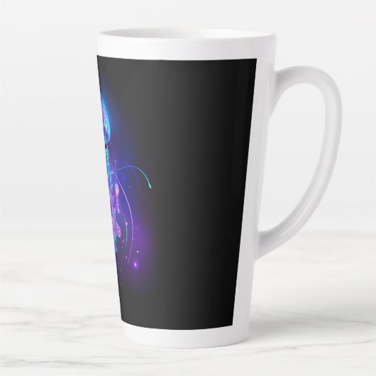 Levendige kleur gloeiende kwal latte mok (Rechts)