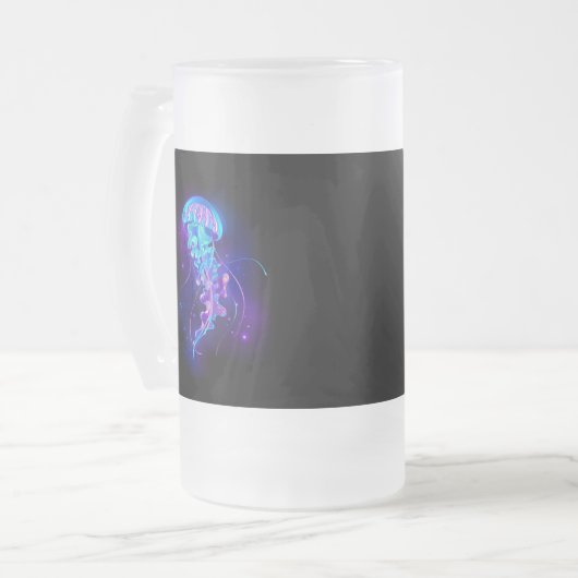 Levendige kleur gloeiende kwal matglas bierpul (Voorkant links)