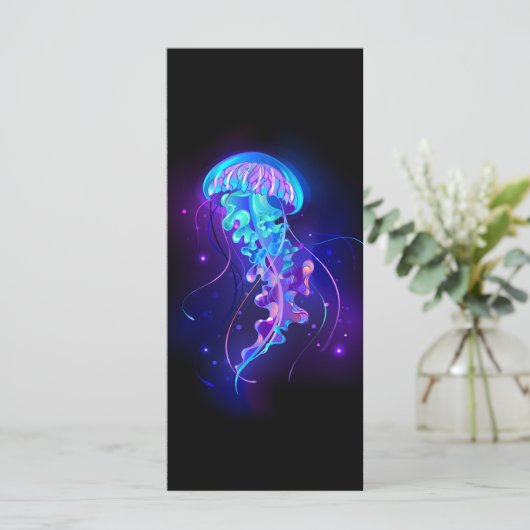 Levendige kleur gloeiende kwal menu (Staand voorkant)