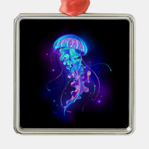 Levendige kleur gloeiende kwal metalen ornament