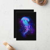 Levendige kleur gloeiende kwal notitiekaartje (Voorkant / Achterkant in situ)