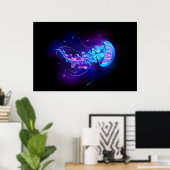 Levendige kleur gloeiende kwal poster (Thuiskantoor)