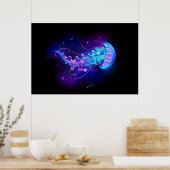Levendige kleur gloeiende kwal poster (Keuken)