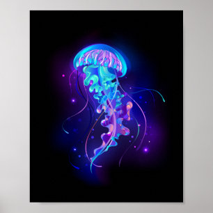 Levendige kleur gloeiende kwal poster