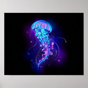 Levendige kleur gloeiende kwal poster