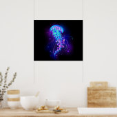 Levendige kleur gloeiende kwal poster (Keuken)