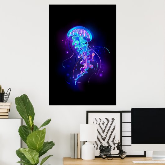 Levendige kleur gloeiende kwal poster (Thuiskantoor)