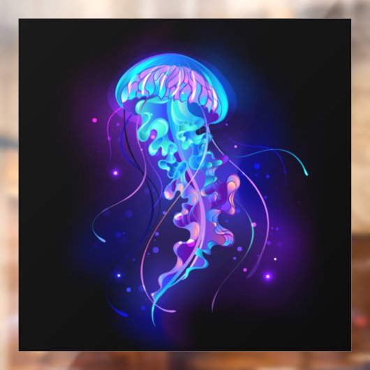 Levendige kleur gloeiende kwal raamsticker (Vel 2)