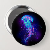 Levendige kleur gloeiende kwal ronde button 4,0 cm (Voorkant /achterkant)