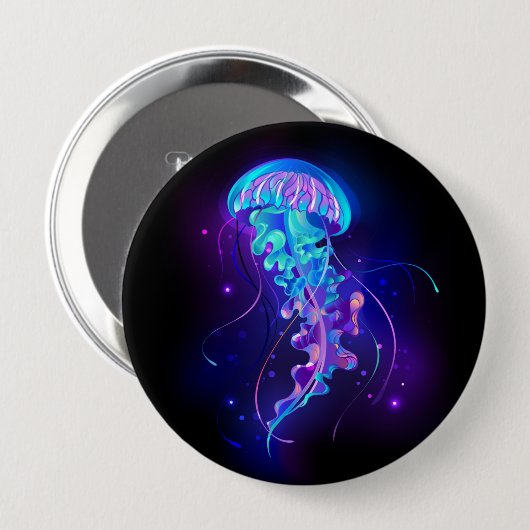 Levendige kleur gloeiende kwal ronde button 4,0 cm (Voorkant /achterkant)