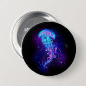 Levendige kleur gloeiende kwal ronde button 7,6 cm (Voorkant /achterkant)