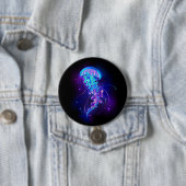 Levendige kleur gloeiende kwal ronde button 7,6 cm (In situ)