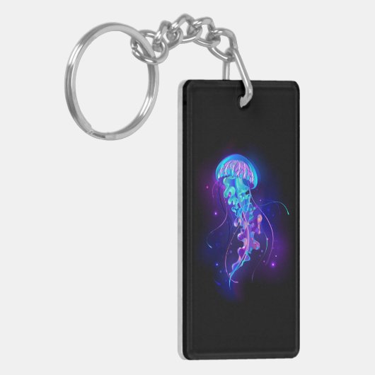 Levendige kleur gloeiende kwal sleutelhanger (Voorkant Links)