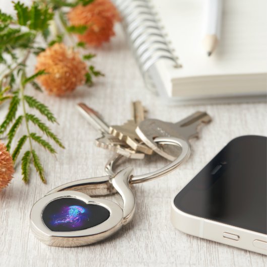 Levendige kleur gloeiende kwal sleutelhanger (Zijkant)