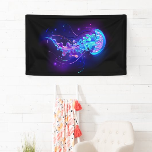 Levendige kleur gloeiende kwal spandoek (Insitu)