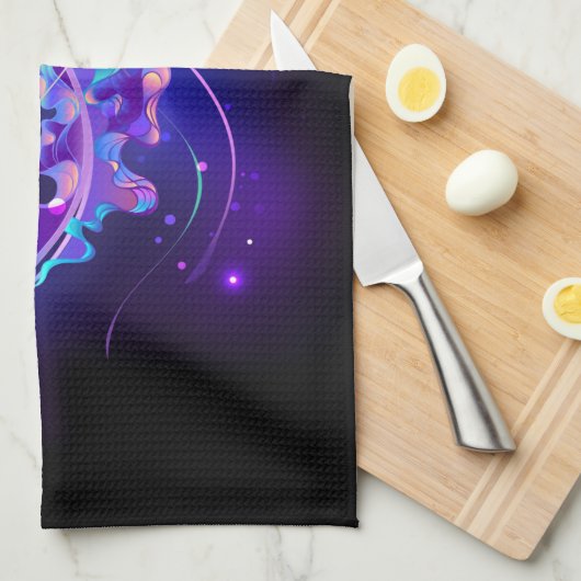 Levendige kleur gloeiende kwal theedoek (Quarter Fold)