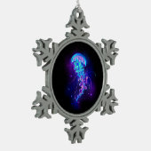 Levendige kleur gloeiende kwal tin sneeuwvlok ornament (Links)