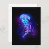 Levendige kleur gloeiende kwal uitnodiging briefkaart (Voorkant / Achterkant)