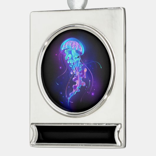 Levendige kleur gloeiende kwal verzilverd banner ornament (Links)