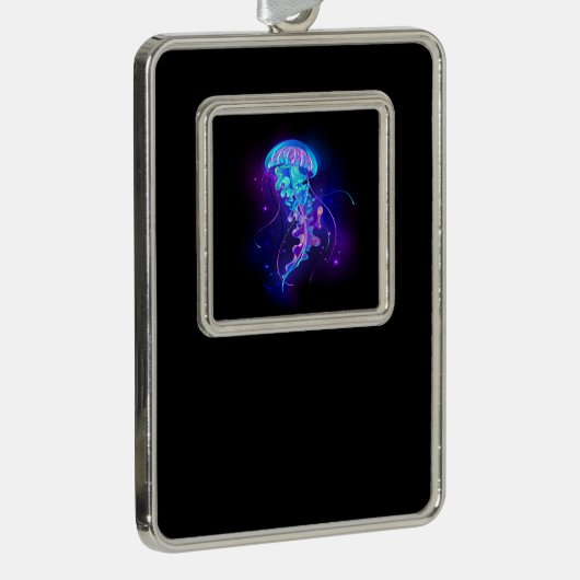 Levendige kleur gloeiende kwal verzilverd omlijst ornament (Rechts)