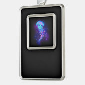 Levendige kleur gloeiende kwal verzilverd omlijst ornament (Links)