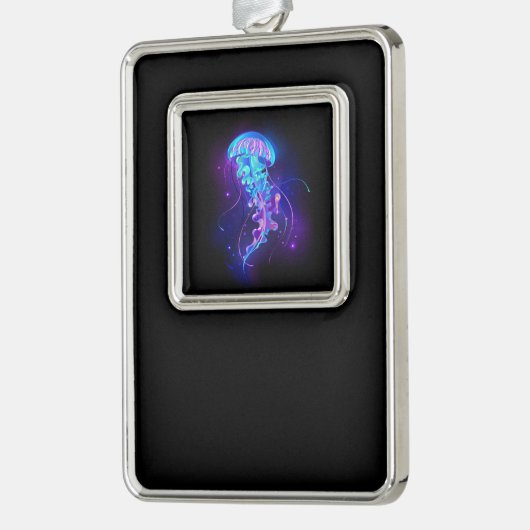 Levendige kleur gloeiende kwal verzilverd omlijst ornament (Links)