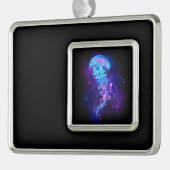 Levendige kleur gloeiende kwal verzilverd omlijst ornament (Links)