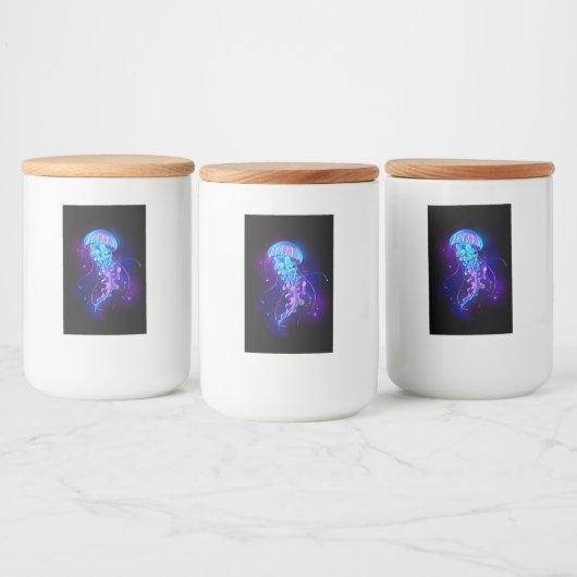 Levendige kleur gloeiende kwal voedselcontainer etiket (Flessen)