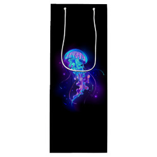 Levendige kleur gloeiende kwal wijn cadeautas