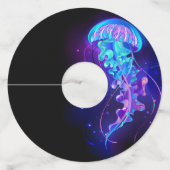 Levendige kleur gloeiende kwal wijnglaslabel (Achterkant)